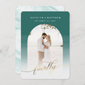 Tot slot Gold Script Emerald Armed-foto Save The Date (Voorkant / Achterkant)