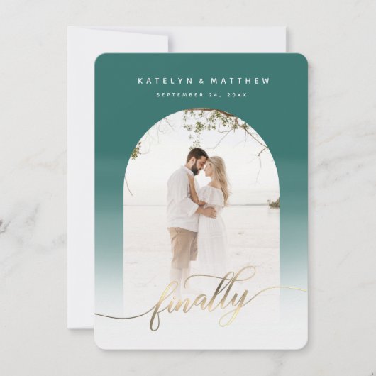 Tot slot Gold Script Emerald Armed-foto Save The Date (Voorkant)