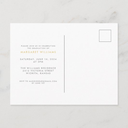 Tot slot het Briefkaart van de Aankondiging van he (Achterkant)