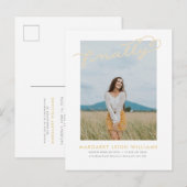 Tot slot het Briefkaart van de Aankondiging van he (Voorkant / Achterkant)