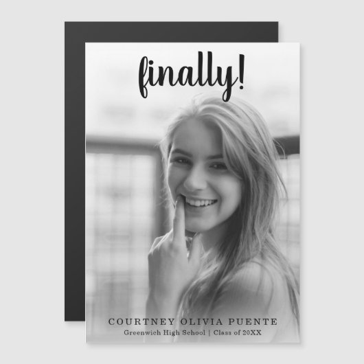 Tot slot het Moderne Afstuderen van de Foto van he Magnetische Uitnodiging (Voorkant / Achterkant)