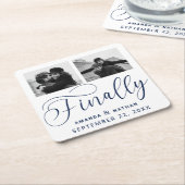 Tot slot Minimalistisch Weddenschap 2 Foto sparen  Kartonnen Onderzetters (Schuin)