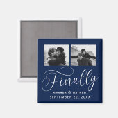 Tot slot Minimalistisch Weddenschap 2 Foto sparen  Magneet (Voorkant / Achterkant)