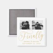 Tot slot Minimalistisch Weddenschap 2 Foto sparen  Magneet (Voorkant / Achterkant)