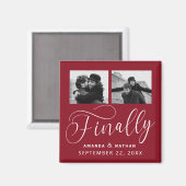 Tot slot Minimalistisch Weddenschap 2 Foto sparen  Magneet (Voorkant / Achterkant)