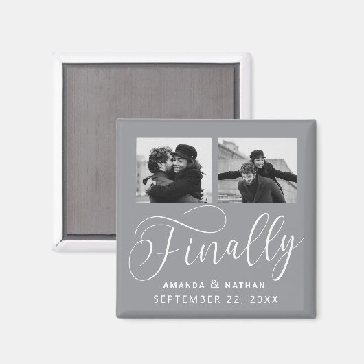 Tot slot Minimalistisch Weddenschap 2 Foto sparen  Magneet (Voorkant / Achterkant)