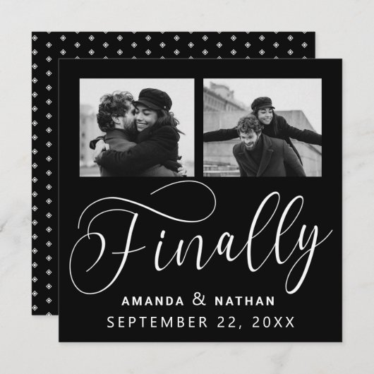 Tot slot Minimalistisch Weddenschap 2 Foto sparen  Save The Date (Voorkant / Achterkant)