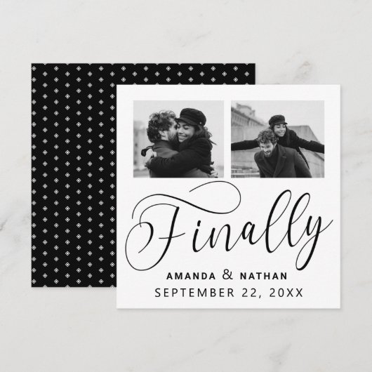 Tot slot Minimalistisch Weddenschap 2 Foto sparen Save The Date (Voorkant / Achterkant)