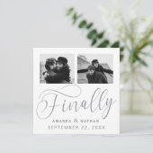 Tot slot Minimalistisch Weddenschap 2 Foto sparen  Save The Date (Staand voorkant)