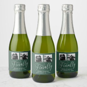 Tot slot Minimalistisch Weddenschap 2 Foto sparen Sparkling Wijnetiket