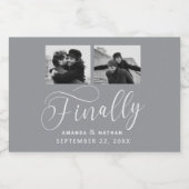 Tot slot Minimalistisch Weddenschap 2 Foto sparen Sparkling Wijnetiket (Enkel label)