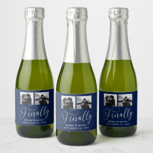 Tot slot Minimalistisch Weddenschap 2 Foto sparen Sparkling Wijnetiket