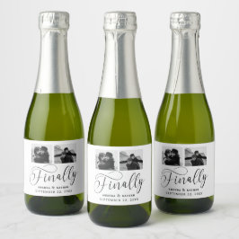 Tot slot Minimalistisch Weddenschap 2 Foto sparen Sparkling Wijnetiket