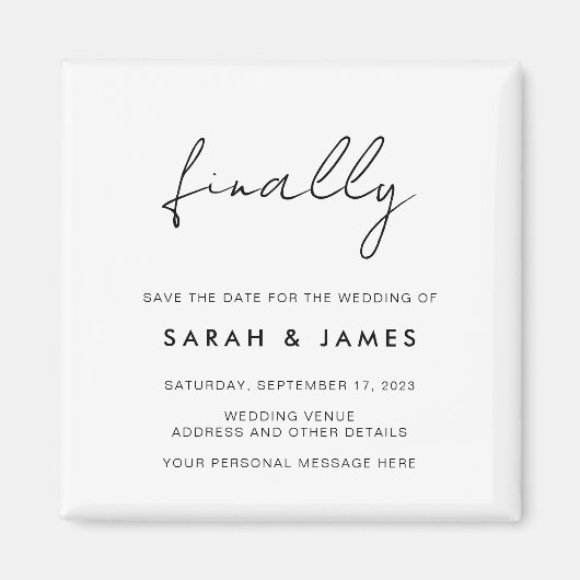 Tot slot modern minimalistisch sparen de Datum Magneet (Voorkant)