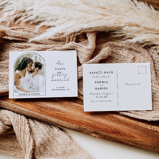 Tot slot Moderne Serie met Foto sparen de Datum Aankondigingskaart