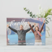 Tot slot sparen de Datum Blauwe Stripe Save The Date (Staand voorkant)