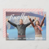 Tot slot sparen de Datum Roos Gold Kleurde Stripe Save The Date (Voorkant / Achterkant)