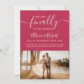 Tot slot sparen de magenta foto van het datummanus save the date (Voorkant)