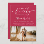 Tot slot sparen de magenta foto van het datummanus save the date (Voorkant / Achterkant)