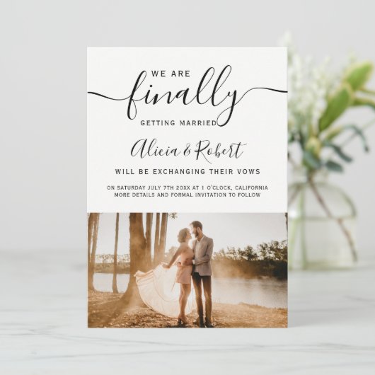 Tot slot sparen het datummanuscript eenvoudige chr save the date (Staand voorkant)