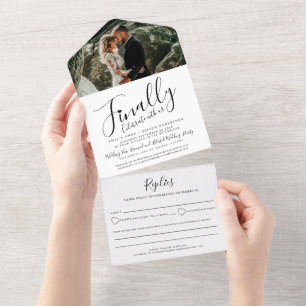 Tot slot vier je foto's met een late bruiloft all in one uitnodiging