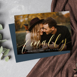 Tot slot   Volledige foto slaat de datum op Folie Uitnodiging