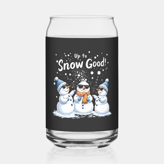 Tot Sneeuw Goede Grappige Sneeuwman Kerstmis Blikvorm Glas (Voorkant)