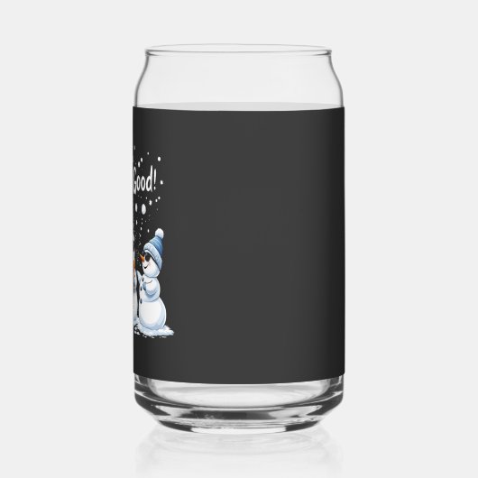 Tot Sneeuw Goede Grappige Sneeuwman Kerstmis Blikvorm Glas (Links)