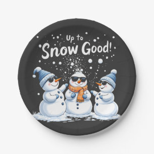 Tot Sneeuw Goede Grappige Sneeuwman Kerstmis Papieren Bordje