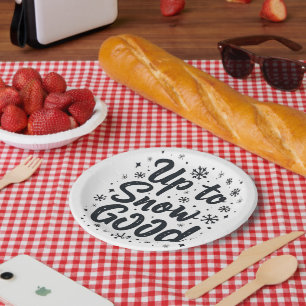 Tot Sneeuw Goede Grappige Winter Sneeuwvlok Kerstm Papieren Bordje