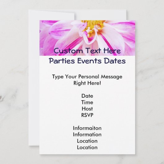 Tot straks. Uitnodigingen Aangepaste Dahlias (Achterkant)