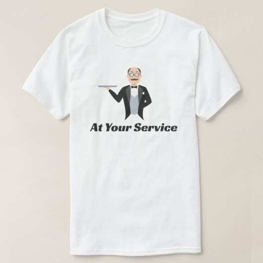 Tot uw dienst Butler T-shirt (Design voorkant)