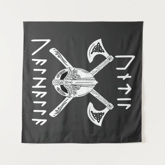 Tot Valhalla in Noordse Rune Wandkleed (Voorkant (horizontaal))