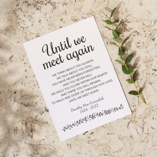 Tot We Elkaar Weer Ontmoeten Gedicht Herdenking Briefkaart