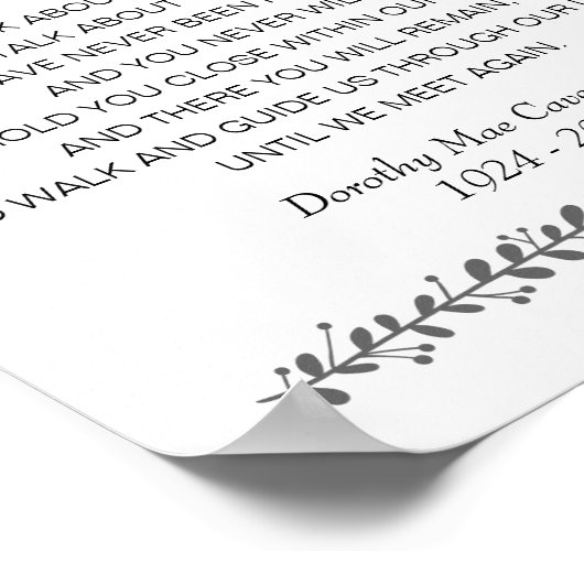 Tot We Elkaar Weer Ontmoeten Gedicht Herdenkingsbo Poster (Hoek)