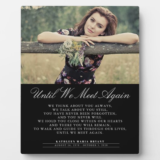 Tot We Elkaar Weer Ontmoeten Rouwfoto Plaquette Fotoplaat (Voorkant)