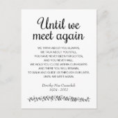 Tot We Elkaar Weer Ontmoeten Rouwgedicht Herdenkin Briefkaart (Voorkant)