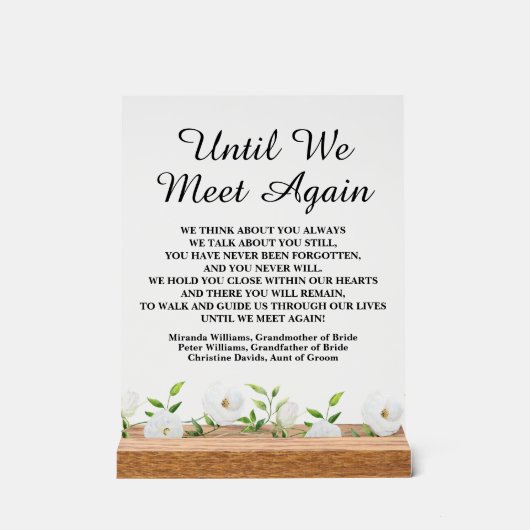Tot we elkaar weer ontmoeten White Floral Wedding  Acryl Bord (Voorkant)