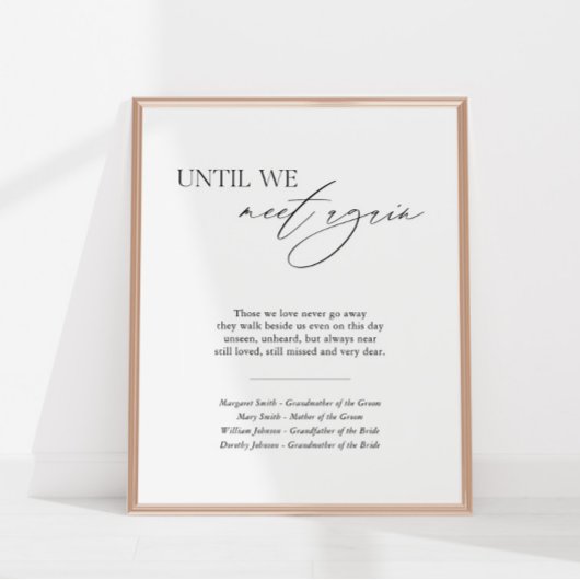 Tot we elkaar weer zien huwelijks-herdenkingstafel poster