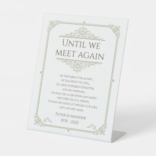  tot we weer de gedenkdienst ontmoeten reclamebord met voetstuk