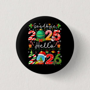 Tot ziens 2025 Hallo 2026 Gelukkig Nieuwjaar Kerst Ronde Button 3,2 Cm
