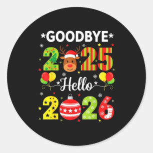 Tot ziens 2025 Hallo 2026 Gelukkig Nieuwjaar Kerst Ronde Sticker
