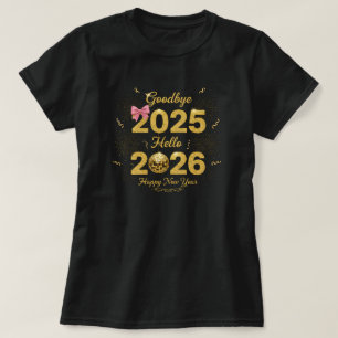 Tot ziens 2025 Hallo 2026 Gelukkig Nieuwjaar T-shirt