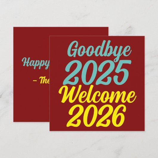 Tot ziens 2025 Welkom 2026 Feestdagenkaart (Voorkant / Achterkant)