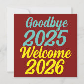 Tot ziens 2025 Welkom 2026 Feestdagenkaart (Voorkant)