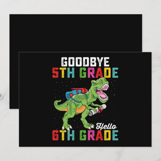 Tot ziens 5e klas hallo 6e klas T Rex dinosaurus Kaart (Voorkant / Achterkant)