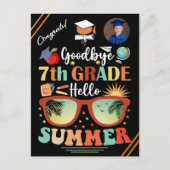 Tot ziens 7e klas, hallo zomer afstudeerfeest aang aankondigingskaart (Voorkant)