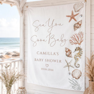 Tot Ziens aan Zee Boho Baby Shower Achtergrond Wandkleed
