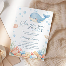 Tot Ziens aan Zee Kust Oceaan Walvis Baby Shower