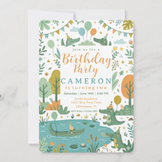 Tot ziens, Alligator - 2e verjaardagsuitnodiging  Kaart